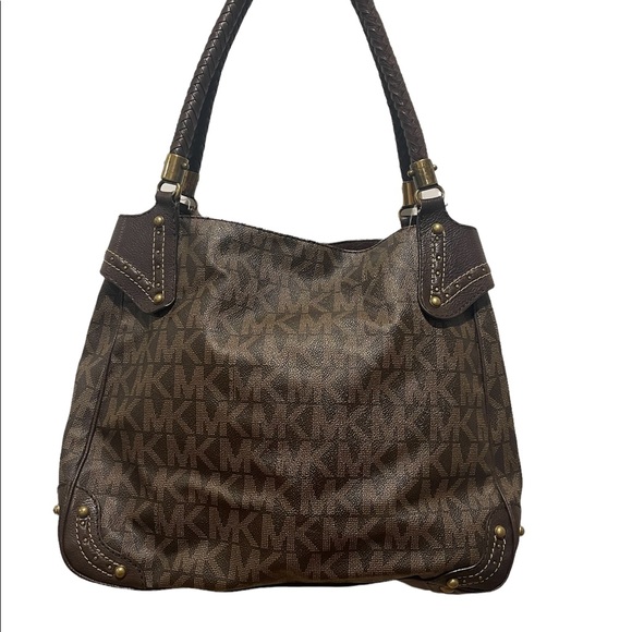 MICHAEL KORS Logo Leather Hobo with Braided Handles - Picture 10 of 13